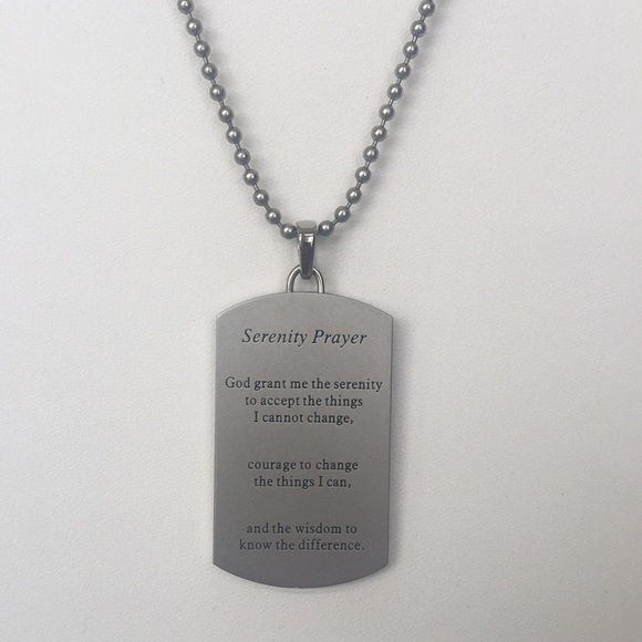 serenity prayer dog tag necklace